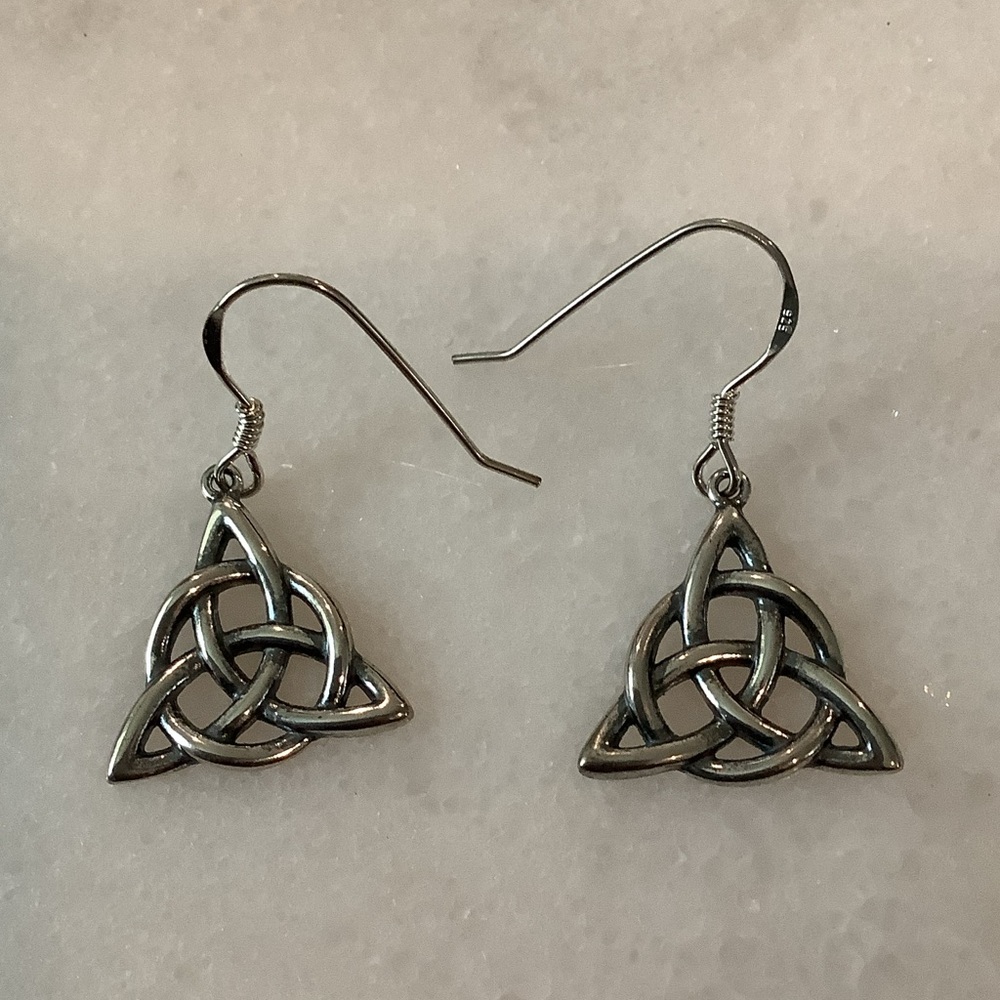 Sterling Silver Celtic Knot Drop Earrings, Brand New